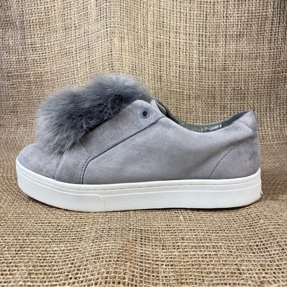 🛑SOLD🛑 Sam Edelman Sneakers Fur Gray Leya Pom Pom Women’s size 9 M - Picture 2 of 9